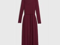 Вязаное платье с поясом, Фиолетовый