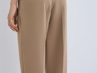 Зауженные брюки с ремнём, Бежевый