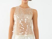 Полупрозрачный топ с пайетками, Желтый