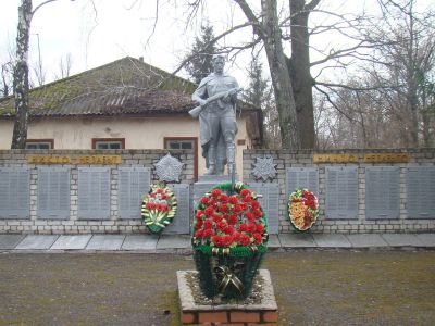 Братская могила воинов Советской Армии, погибших в сентябре 1943 года при освобождении села Коровяковка. Захоронено и установлено фамилий на 9 человек. Скульптура установлена в 1964 году