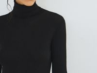 Водолазка из шерсти в рубчик, Черный