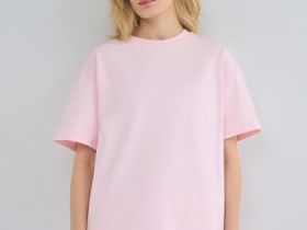 Футболка оверсайз из плотного хлопка, Розовый