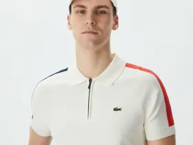 Мужское трикотажное поло Lacoste на молнии