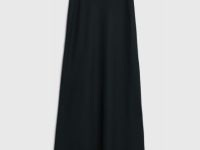 Юбка миди А-силуэта с эластичным поясом, Черный