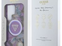 Чехол Guess Glitter Flowers Triangle MagSafe для Galaxy S25 Ultra фиолетовый