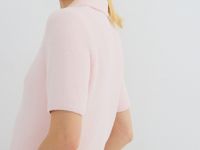 Джемпер из пушистой пряжи с коротким рукавом, Розовый