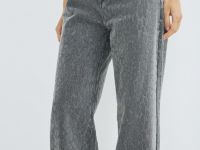 Широкие джинсы с леопардовым принтом, Серый