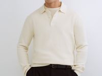 Текстурное вязаное поло, Белый