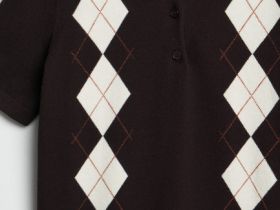 Джемпер поло с ромбами, Коричневый