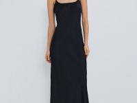 Платье на тонких бретелях, Черный