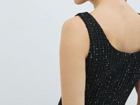 Твидовое платье мини, Черный