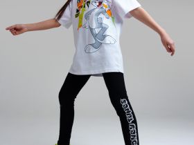 Комплект трикотажный для девочек: фуфайка (футболка), брюки (легинсы)