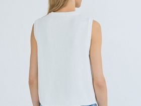 Трикотажный жилет с флоральной вышивкой, Белый