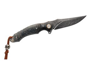 Складной нож Hatamoto HFK-2434, сталь VG-10 в обкладках из дамасской стали, рукоять стабилизированная древесина