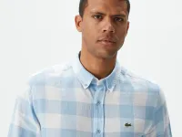 Мужская клетчатая рубашка Lacoste из смеси льна
