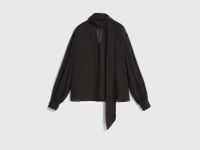 Шифоновая блузка с шарфом, Коричневый