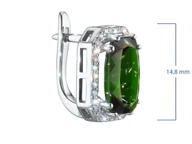 Серьги из белого золота с хромдиопсидами э4754сг12200401