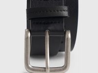 Ремень с широкой металлической пряжкой, Черный