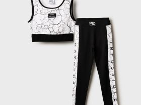 Комплект трикотажный для девочек: топ, брюки (легинсы)