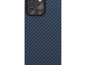 Чехол-накладка Luxo Life+ Magsafe для Apple iPhone 15 Pro карбоновый (черно-синий в полоску)