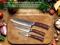 Wakoli Профессиональный набор из 3 кухонных ножей из натуральной дамасской стали с деревянными ручками из пакки в деревянной коробке Wakoli Edib