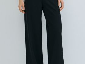 Широкие брюки из трикотажа, Черный