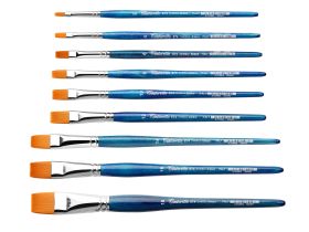 Кисть синтетика №22 плоская Tintoretto "Amber" на короткой ручке