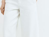 Укороченные широкие джинсы с ремнём, Белый