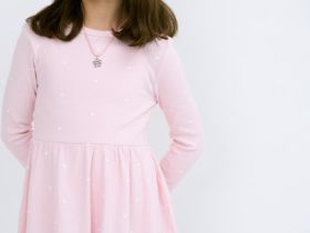 Трикотажное платье c принтом для девочек, Розовый