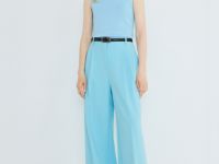 Брюки из поливискозы со складками, Голубой