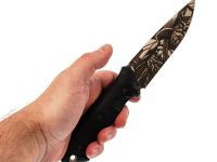 Туристический нож Honor Prime, сталь D2 с гравировкой, рукоять черный G10