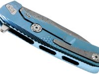 Нож складной LionSteel ROK DD BL, дамасская сталь, рукоять титан, синий