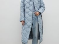 Стеганое пуховое пальто с поясом