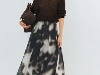 Юбка миди с принтом, Бежевый