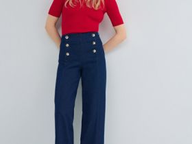 Джемпер поло в рубчик, Красный