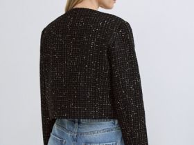 Твидовый укороченный жакет, Черный