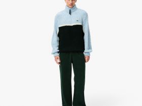 Мужской свитер Lacoste с высоким воротом на молнии свободного кроя