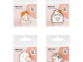 Набор металлических значков MESHU "Cute animals", эмаль, 4 шт