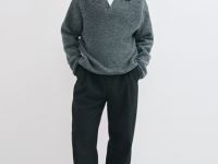 Текстурный джемпер поло, Серый