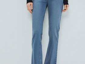 Расклёшенные джинсы с высокой посадкой, Синий