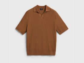 Поло из текстурной ткани, Желтый