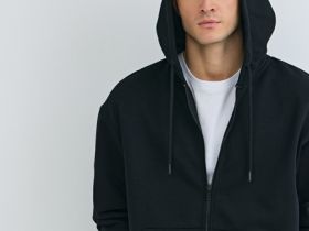 Толстовка на молнии с капюшоном, Черный