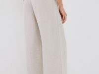 Широкие брюки со льном, Бежевый