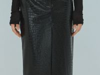 Юбка миди из искусственной кожи, Черный