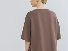 Футболка оверсайз с разрезами, Коричневый
