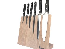 Подставка настольная магнитная для 6 ножей Woodinhome KS002XSOW, дуб беленый