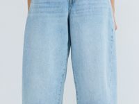 Джинсы Баррел из плотного денима, Голубой