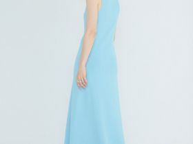 Вязаное платье в рубчик, Голубой