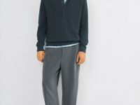 Вязаное поло с длинным рукавом, Зеленый