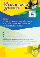 Международный вебинар "Сущность социальной работы: предмет, объекты, субъекты, основные принципы"